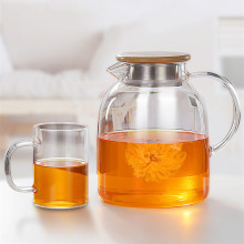 大容量玻璃茶壶家用耐热水壶彩把水杯套装大号果汁壶高硼硅花茶壶