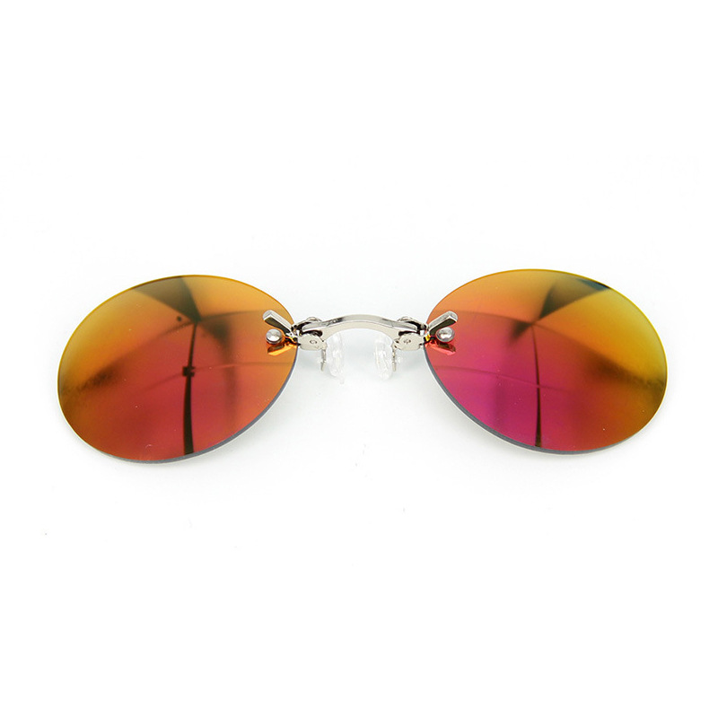 New Clip-on Sunglasses Matrix Morpheus Clip Sunglasses Metal Small round Frame Mini Men's and Women's Glasses