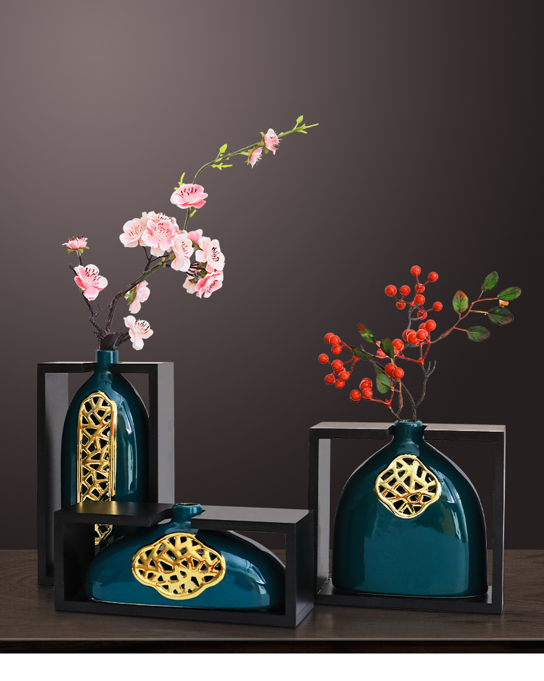 棠艺花瓶新中式摆件国风插花工艺品摆设陶瓷家居装饰品酒柜电视柜