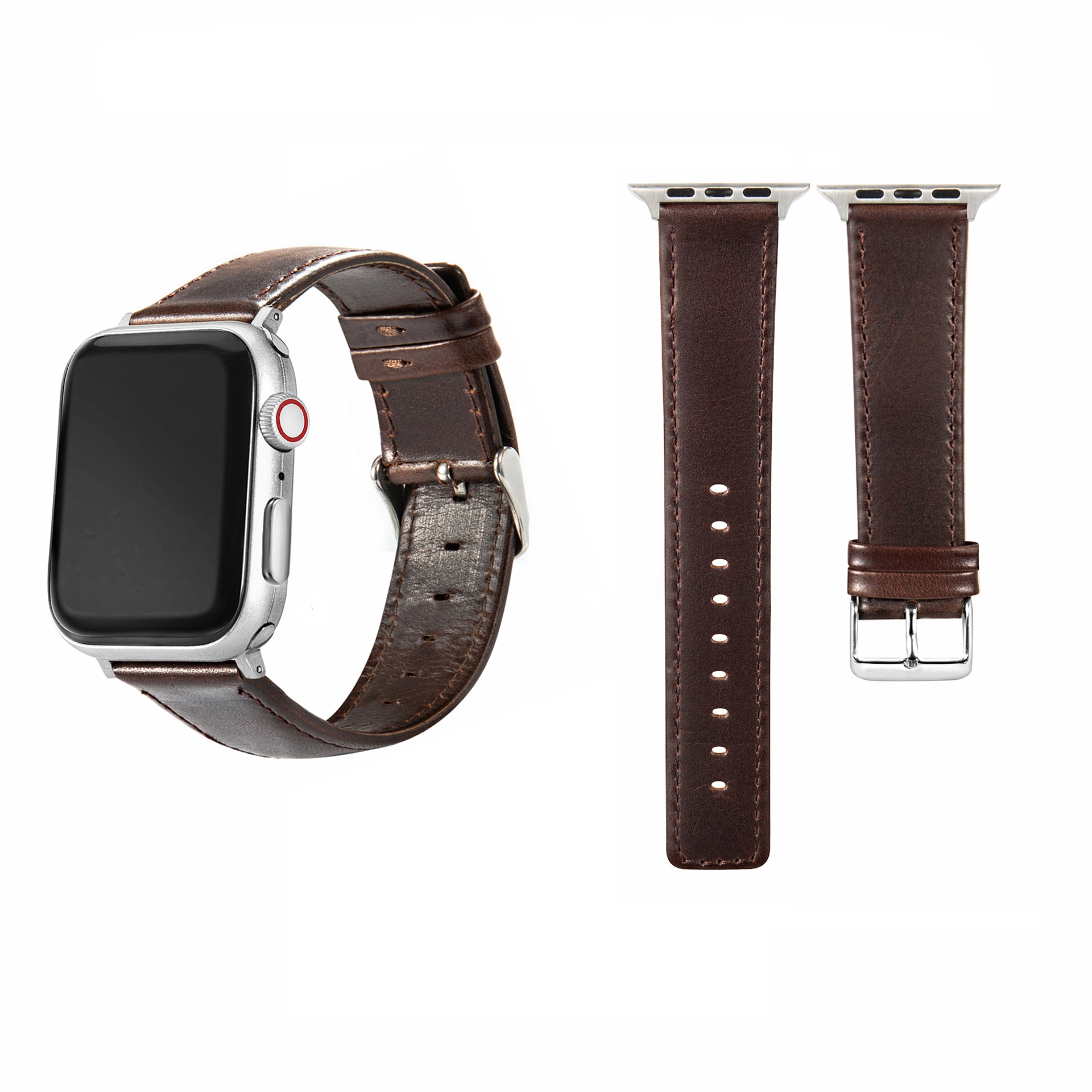 适用apple watch1/2/3/4/5真皮苹果手表表带iwatch复古疯马纹表带