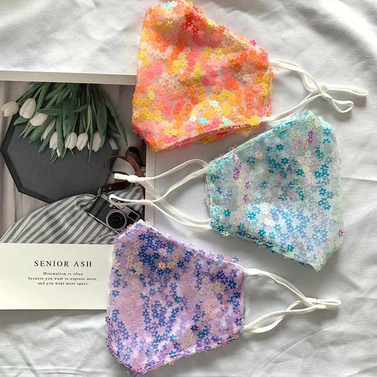 欧美热销梅花亮片布口罩防尘防晒个性可洗口罩可定 制 厂家直供