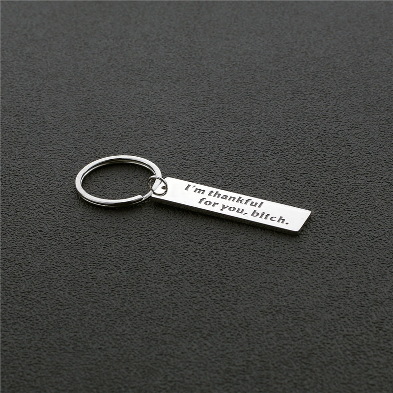 跨境热销英文刻字 im thankful for you 友谊钛钢钥匙扣 可定制