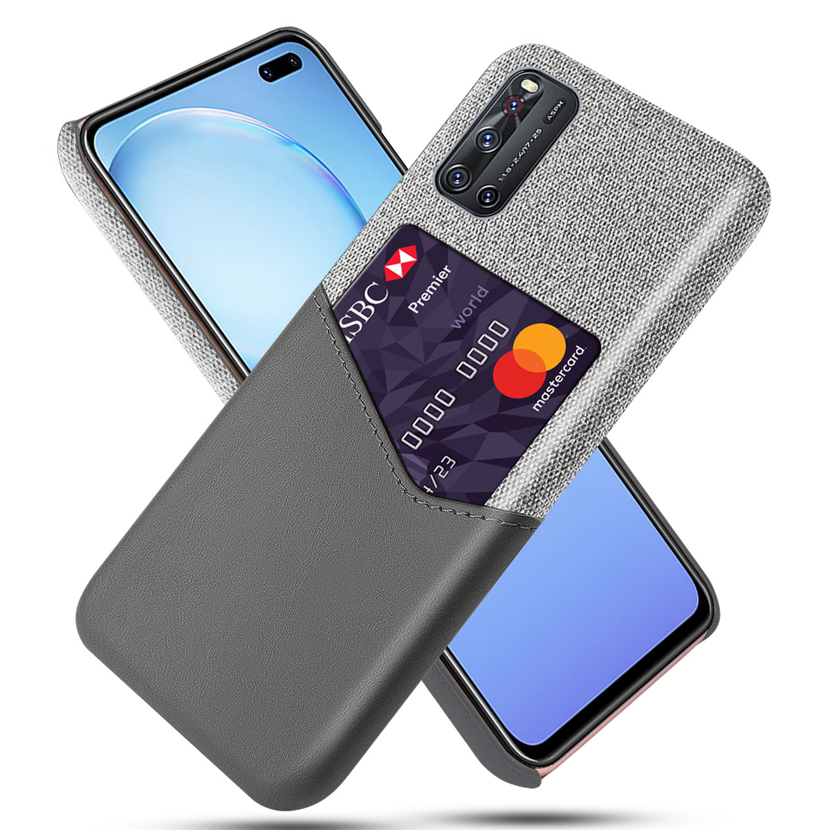 vivo v17/v19手机壳 保护皮套官方布纹插卡外壳vivo v17/v19防摔