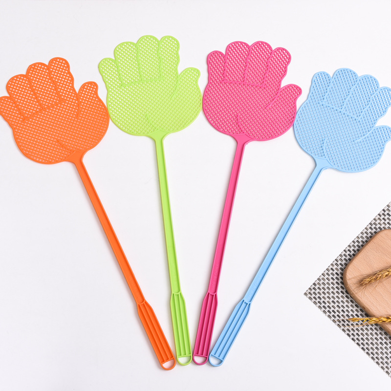 美安居手掌形塑料蝇子拍加长手柄网面家用苍蝇拍子灭蚊拍多色好用