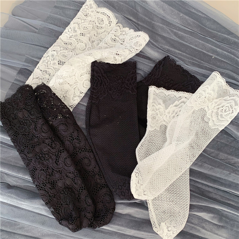 春夏甜美镂空玫瑰花边短袜蕾丝刺绣花朵女袜现货批发一件代发