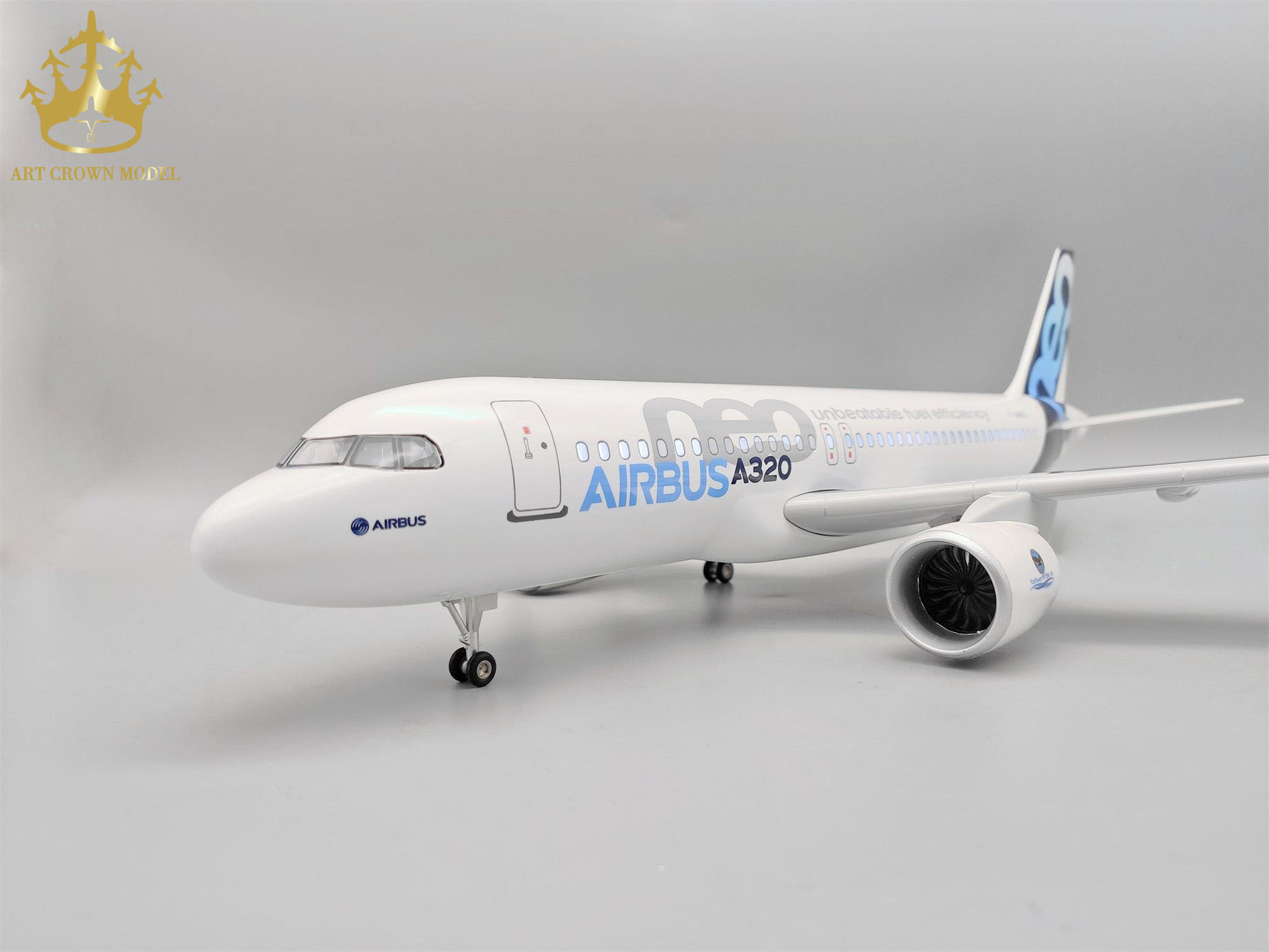 空客a320原型机 带led声控灯光起落架树脂模型 民航客机高端礼品