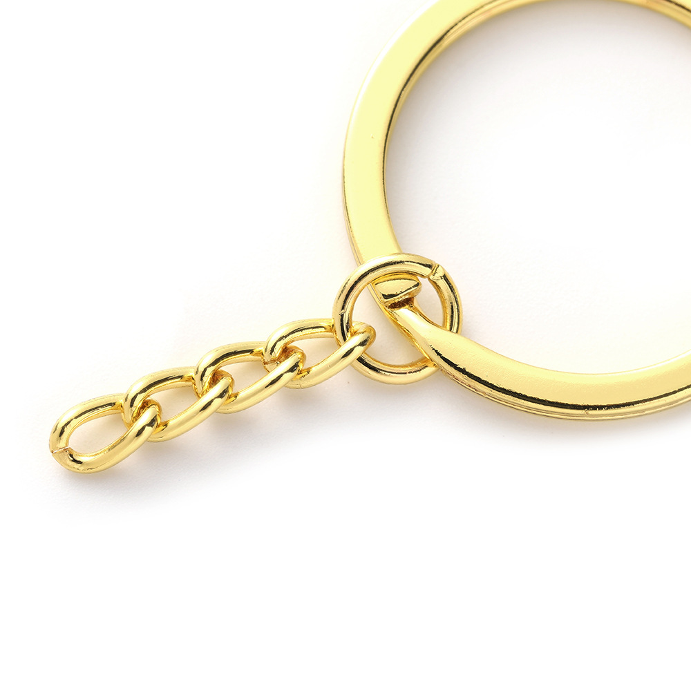 厂家批发金属钥匙圈带链 新款电镀金色环保钥匙环饰品配件扁圈