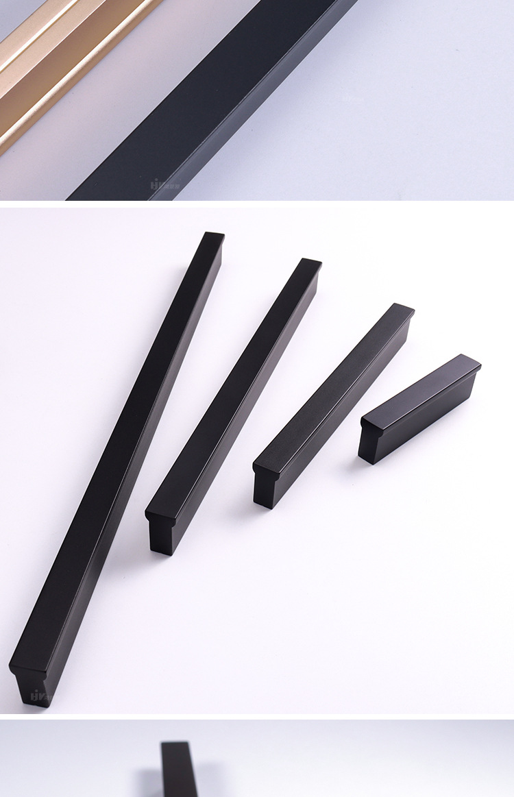 衣柜门轻奢现代简约高档一字型金色橱柜抽屉把手铝合金长拉手五金