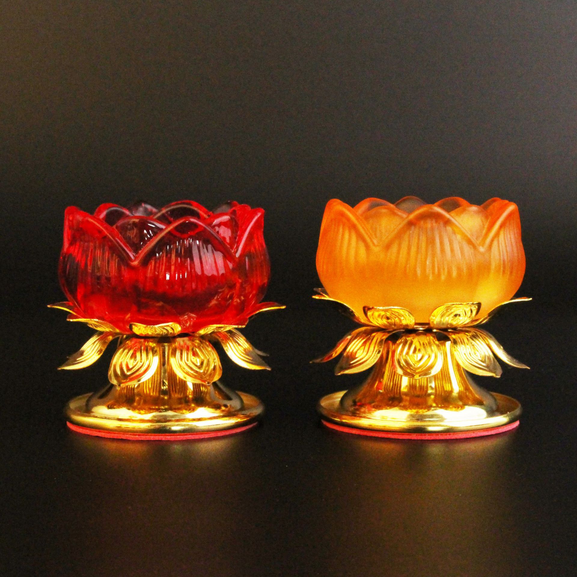 佛具用品高脚琉璃合金莲花酥油灯座 佛前供佛莲花灯长明灯批发