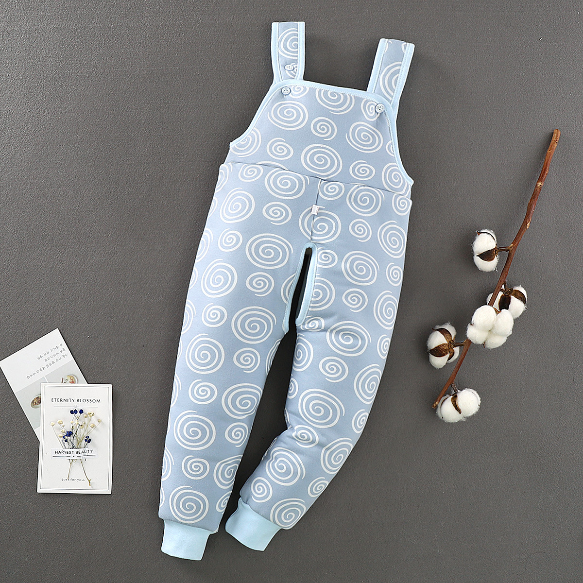 儿童开档背带棉裤南极棉儿童开档棉裤幼儿园护肚裤学习裤加厚加棉