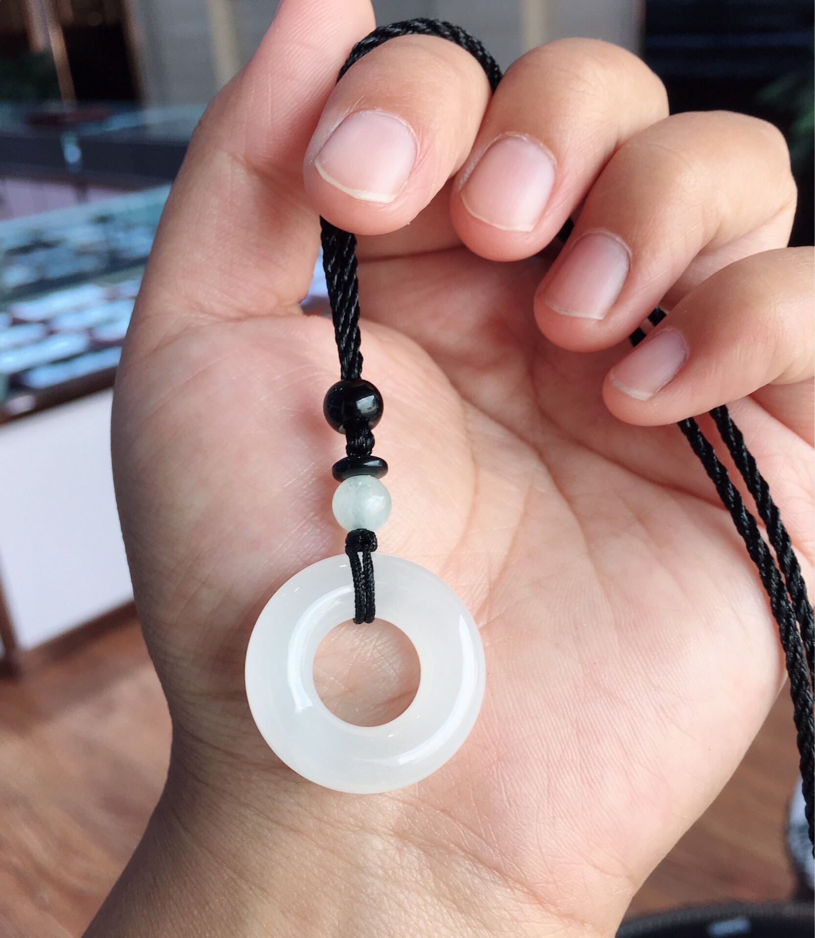 青海料白玉圆环怀古挂件 新疆玉石男女款和田玉平安扣吊坠 带证书