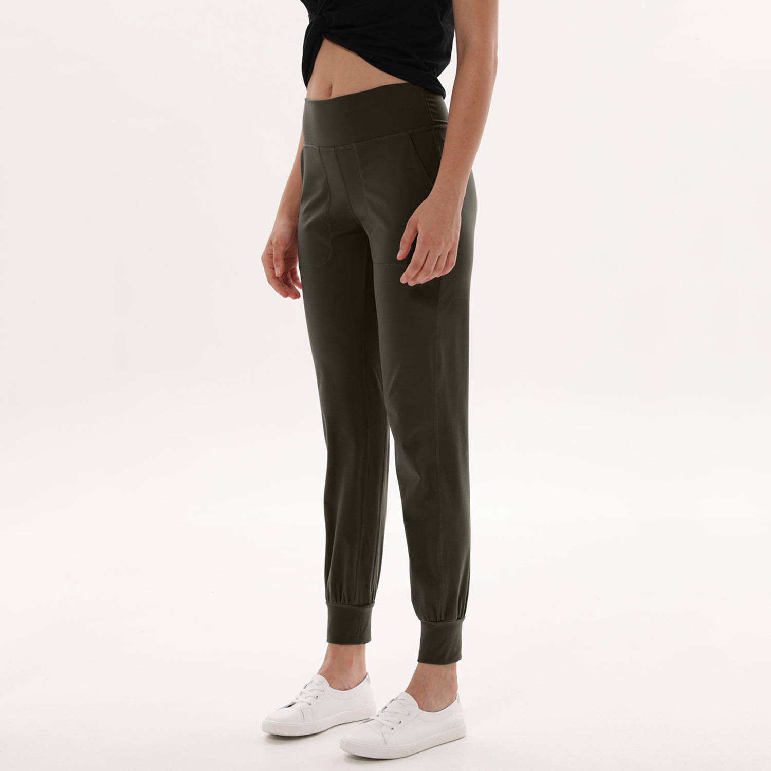 跨境新款裸感瑜伽裤 口袋欧美显瘦慢跑长裤 lulu宽松休闲瑜伽裤