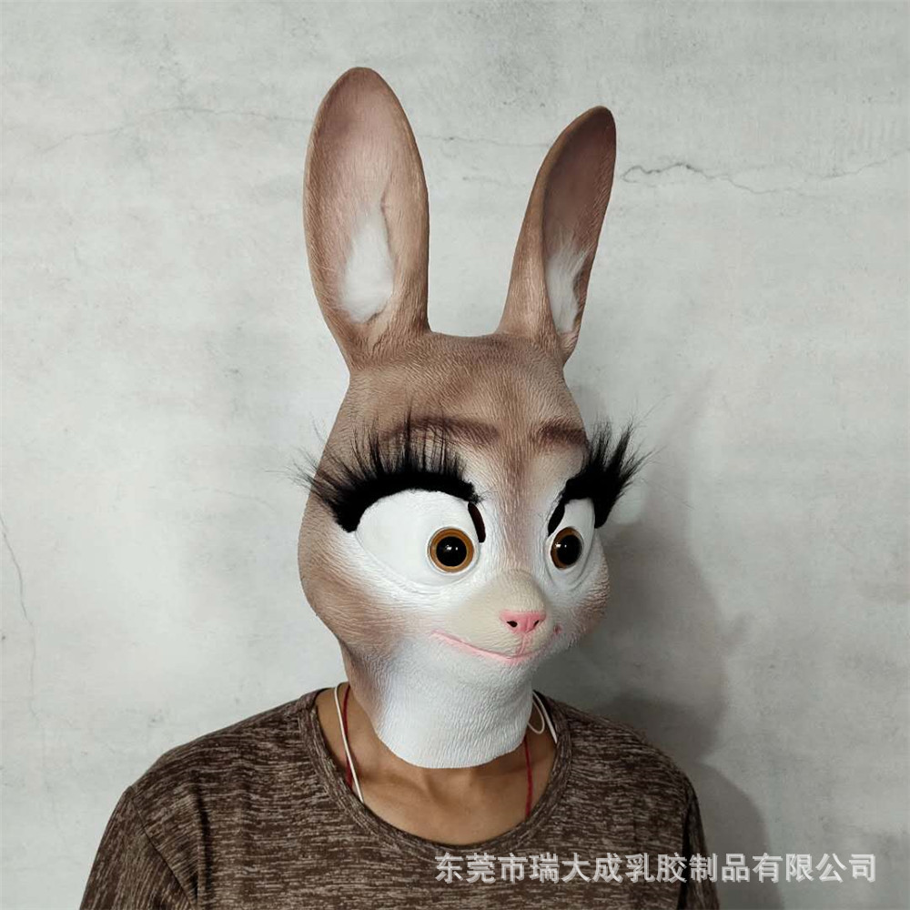 可爱兔子朱迪头套面具 疯狂动物城搞笑影视头饰 化妆舞会派对道具