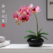 新中式蝴蝶兰仿真花摆件客厅餐桌茶几陶瓷盆栽假花艺创意装饰品