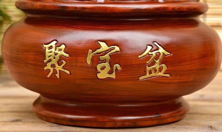 非洲花梨木雕刻聚宝盆家居办公风水摆件工艺品企业定制开业礼品