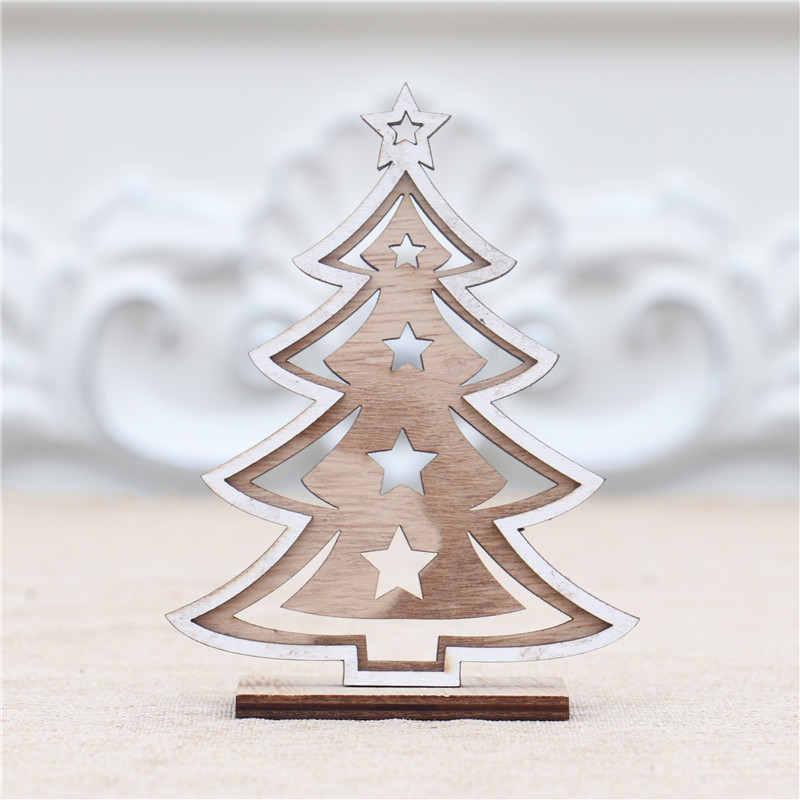 2020新品圣诞节装饰品 镂空木质拼装摆件鹿 圣诞树桌面摆件小摆件