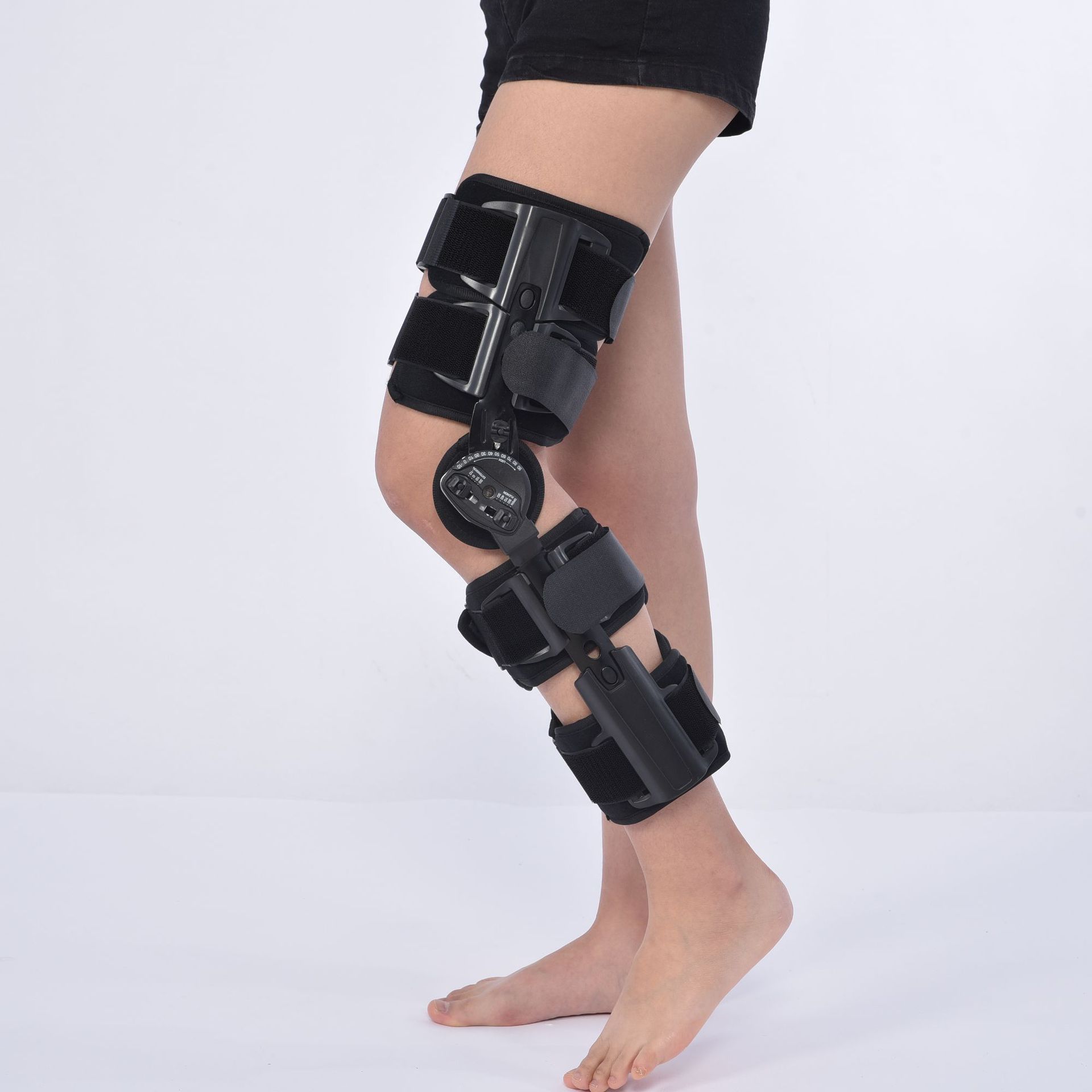 膝12孔黑长短可调式成人膝关节支具腿部固定活动训练固定