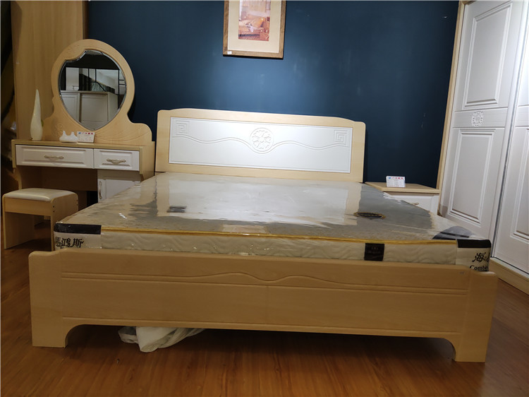 工厂价批发三聚氰胺板式成套卧室家具黄榉木色家具量大优惠