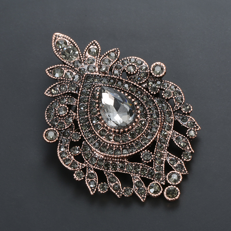 亚马逊wish印度哥特风格灰宝石胸针复古土耳其胸花服装配饰批发