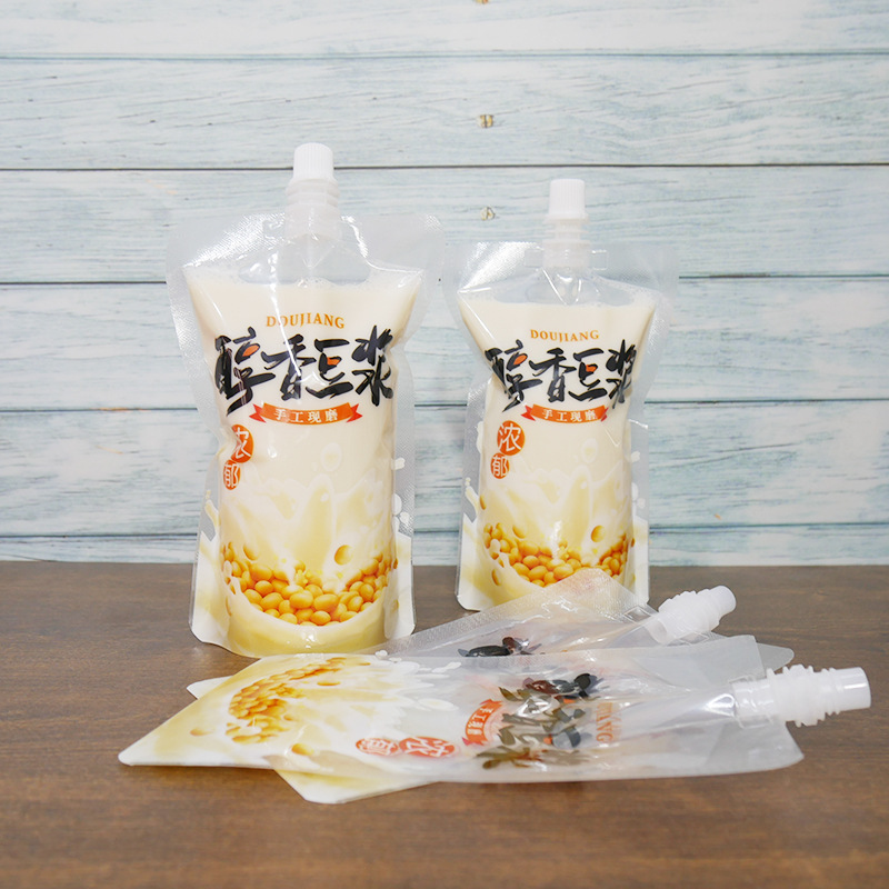 现磨醇香豆浆透明自立吸嘴袋豆汁便携袋保鲜袋外卖包装袋