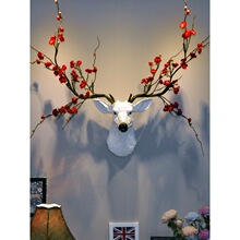 招财鹿头壁挂装饰品北欧风格客厅玄关墙壁挂饰创意仿真挂件服装店