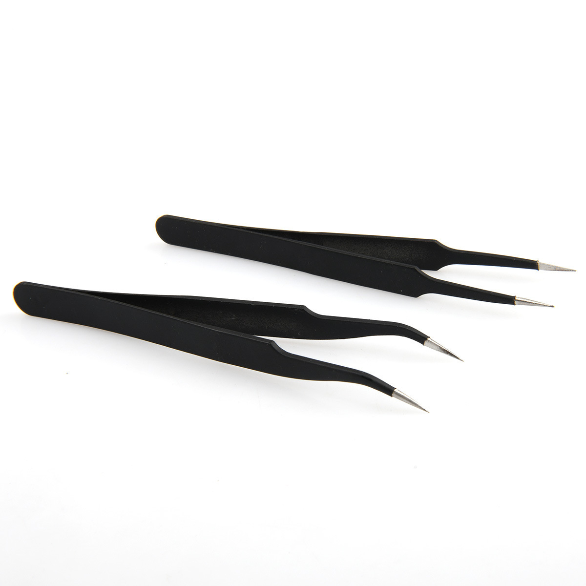 15mm黑色不锈钢镊子精密尖头弯头尖嘴维修手工diy工具17g