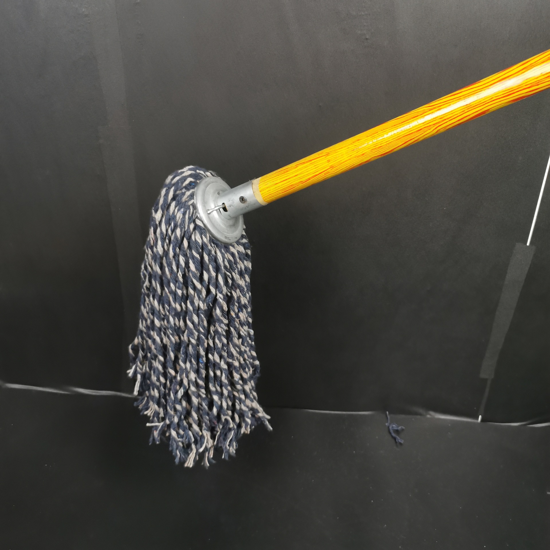 木柄圆头墩布拖把家用老式棉线棉布拖把木头钢丝扎拧棉拖把