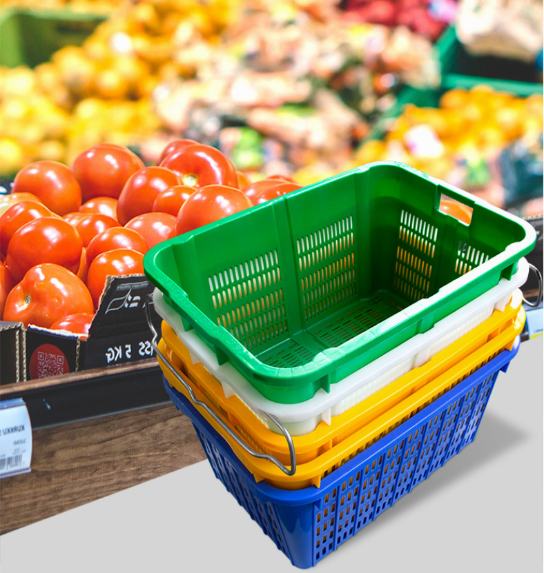 820*580*410带铁耳菜箩 蔬菜批发运输周转通用塑胶周转箩可烫金字