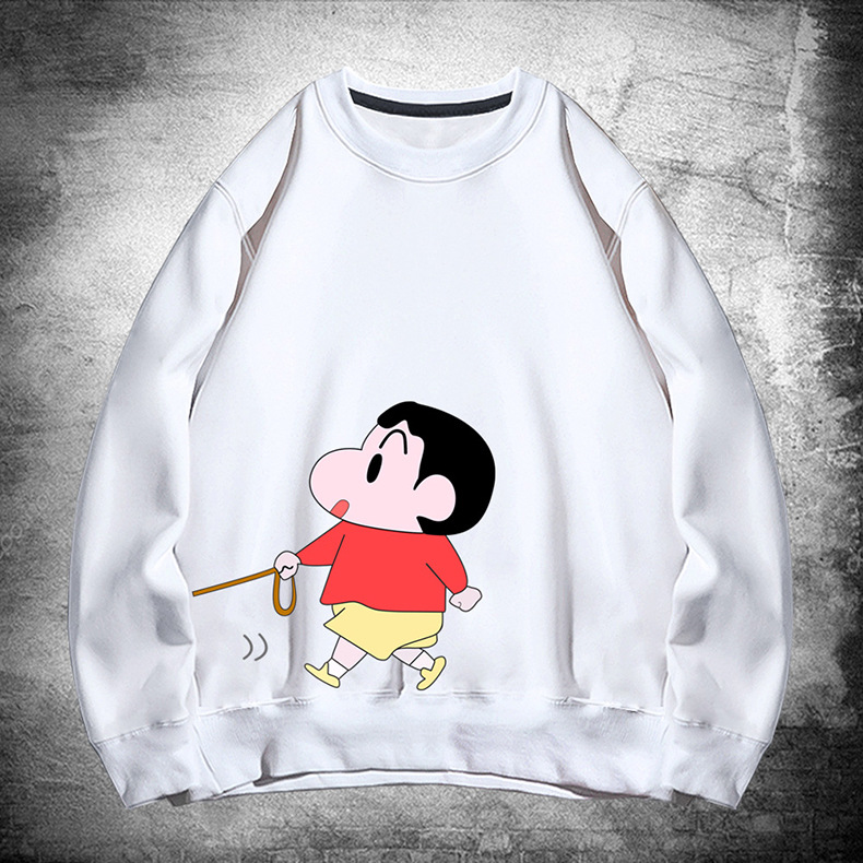 蜡笔小新套头圆领卫衣秋潮牌日系卡通动漫青少年学生情侣长袖上衣