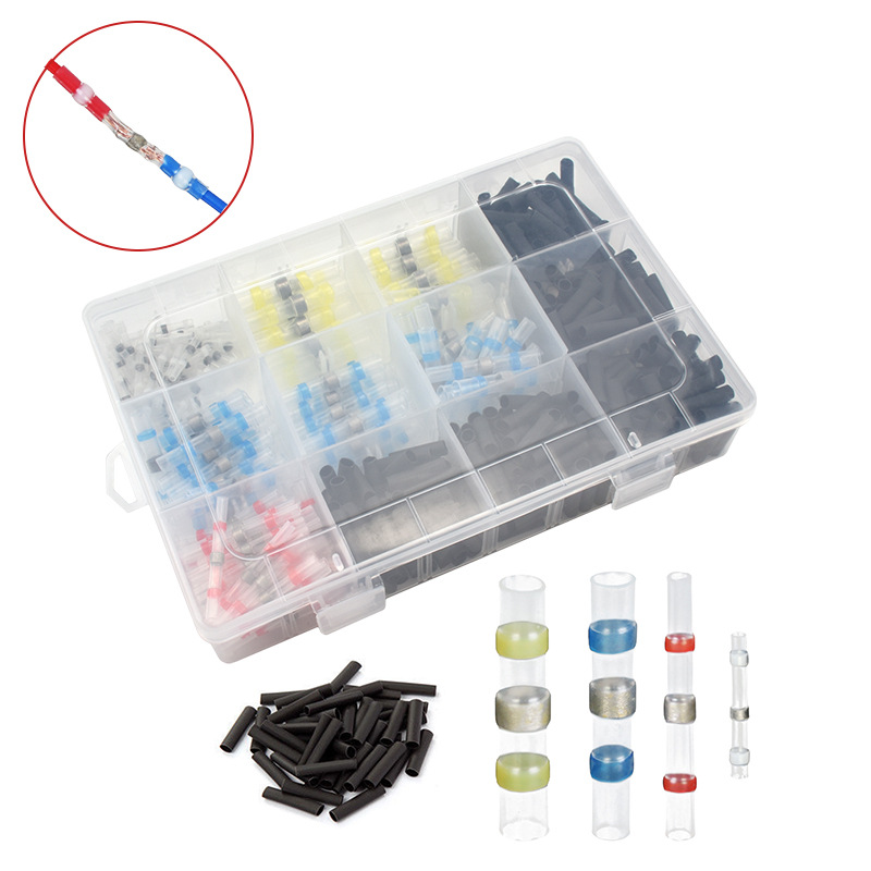 250 300 600 800PCS组合套装盒装防水热缩中间管端子 中接焊锡环