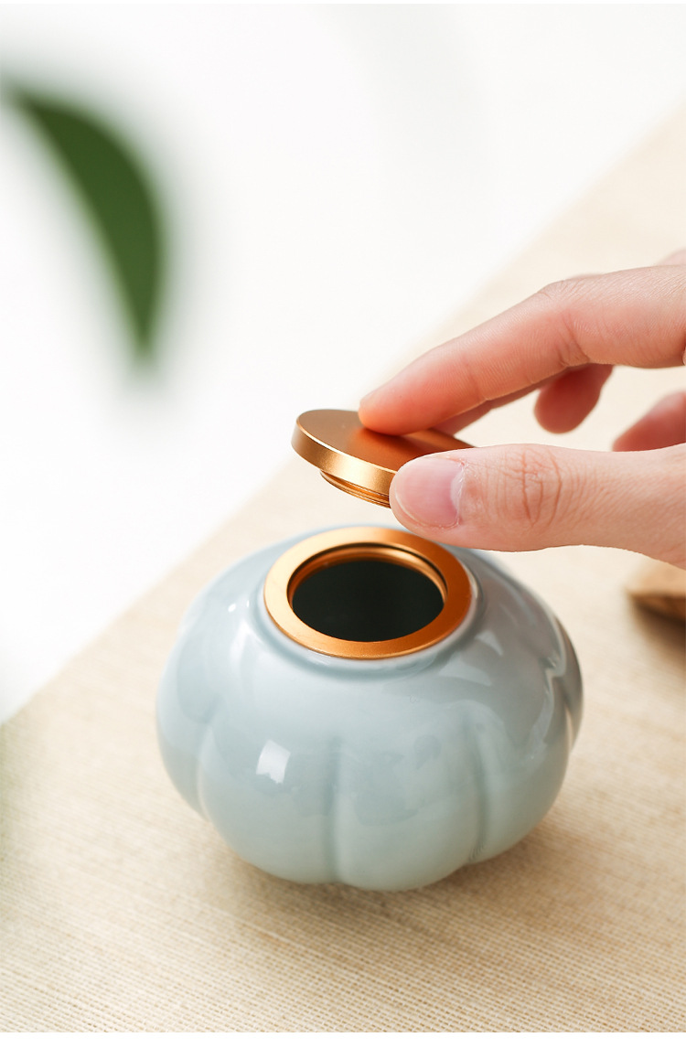 鑫德鸿窑小茶叶罐密封存储罐迷你南瓜罐合金盖储物密封罐定制批发