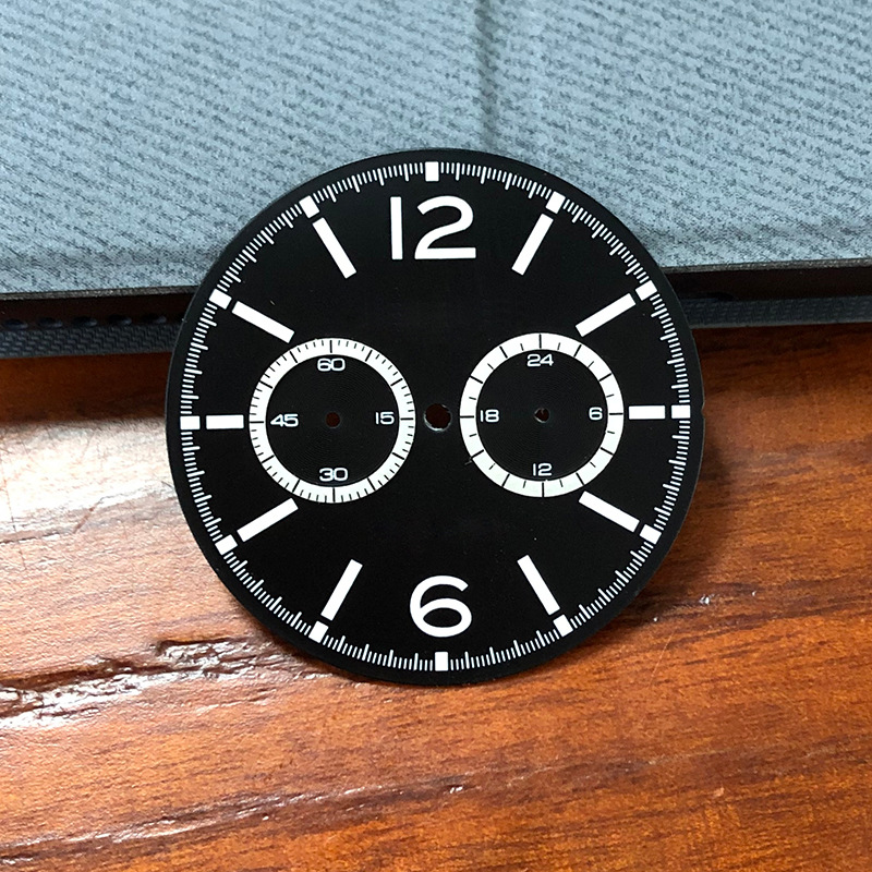 钟表配件来图字面 vd57机芯手表盘 三眼5针计时手表面