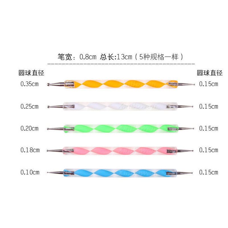 5 PCs Acrylic Spiral Spot Drill Tool Set Polymer Clay DIY Shaper Double Head Spot Drill Pen Wholesale