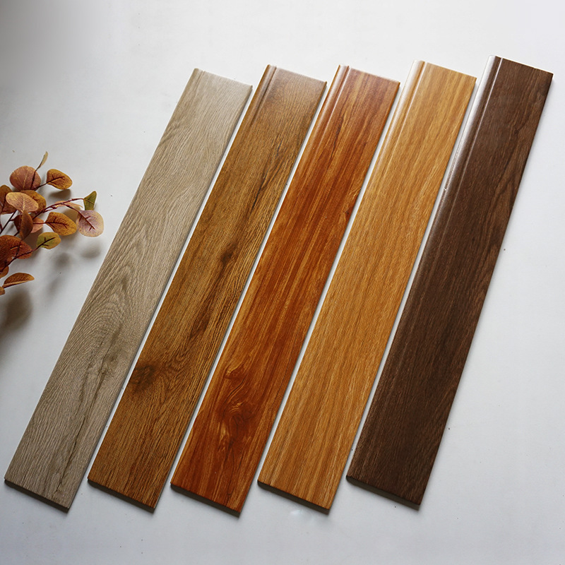 木纹色陶瓷踢脚线120*800仿实木纹理地角线卧室客厅木纹砖踢脚板
