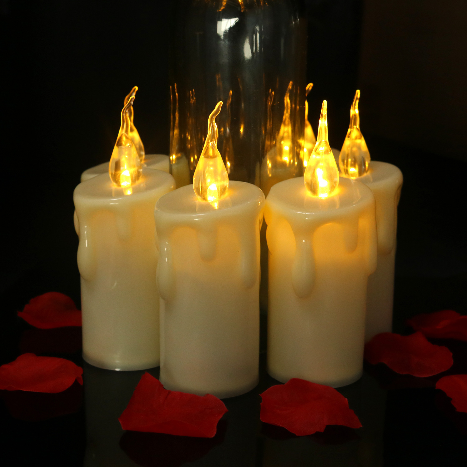 现货led电子斜面发光蜡烛灯 婚庆用品生日蜡烛无烟流泪蜡烛灯