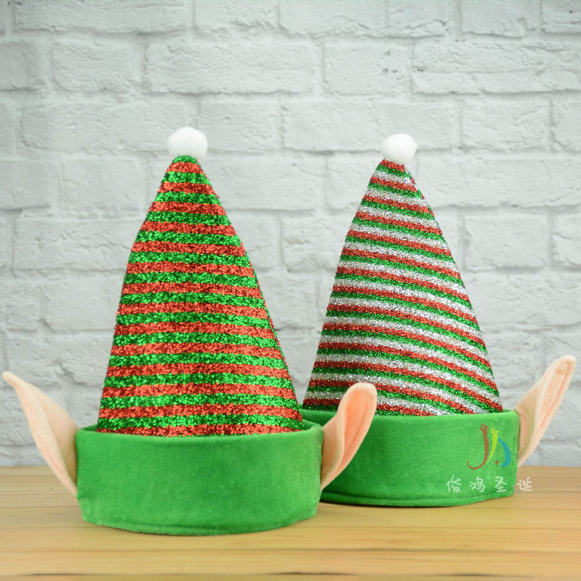 圣诞精灵 粗毛布精灵小丑帽 圣诞精灵帽 万圣节小丑扮演角色帽子