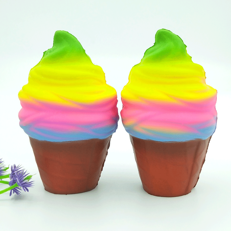 squishy慢回弹小冰淇淋pu炫彩冰淇淋仿真小火炬甜筒冰激凌玩具