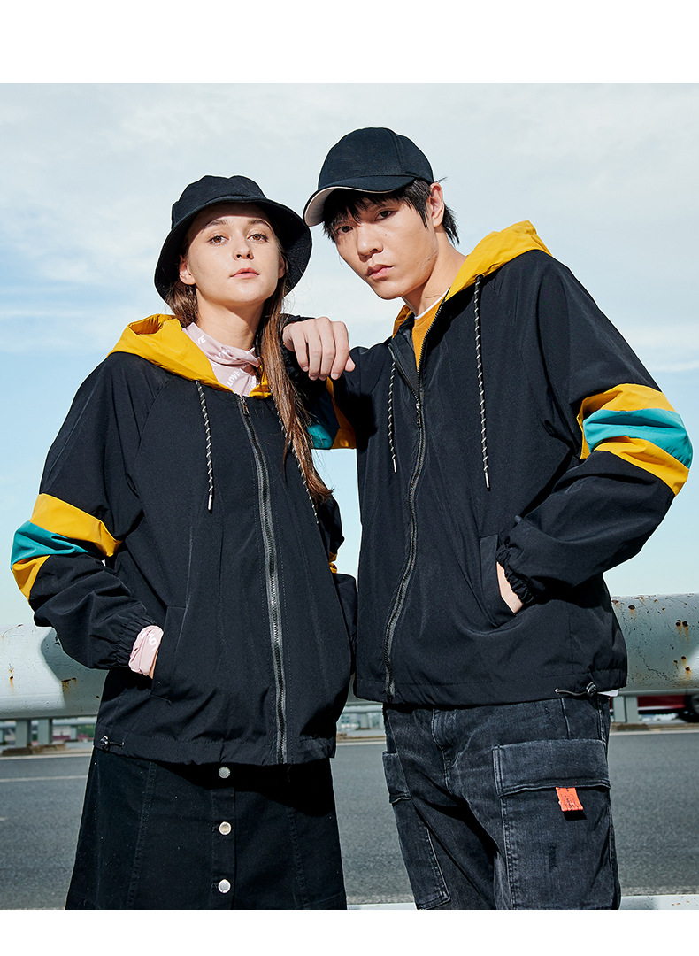 高端班服风衣定制拉链连帽工作服外套秋冬潮牌插色工装工衣印logo