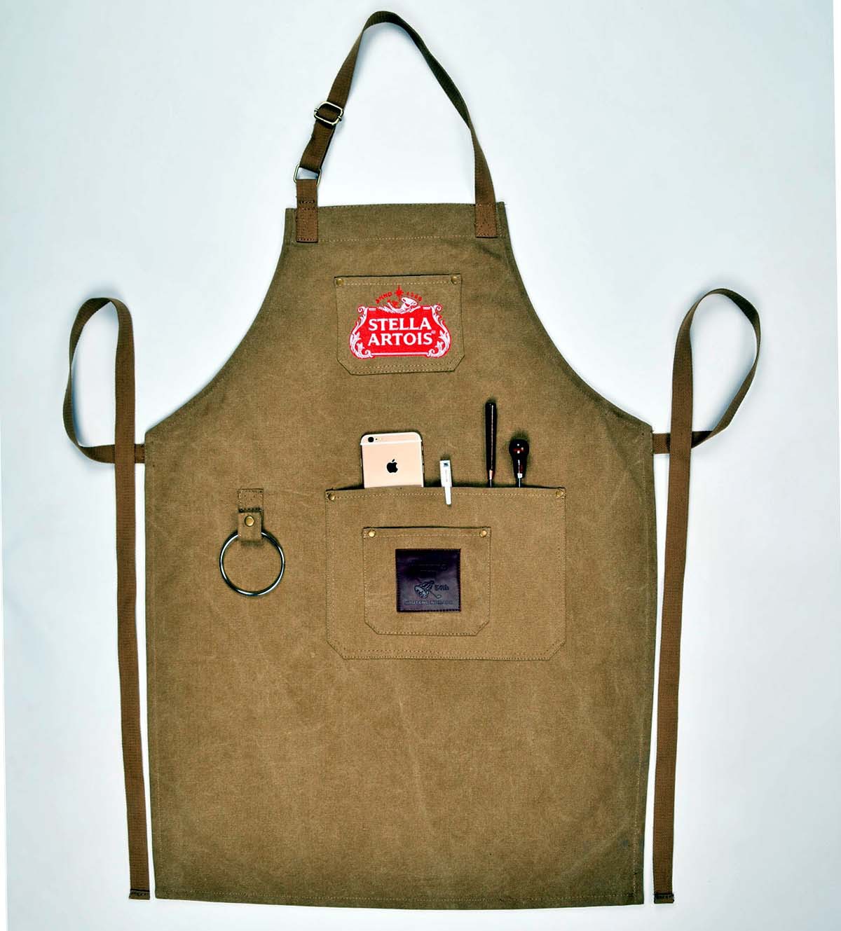 定制现货出口欧洲德国外贸原单库存围裙绣花压印logo工作围裙