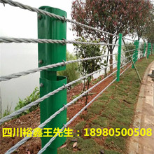 四川高速景区锌钢热镀锌钢绳索五索中端柱间隔柔性护栏 缆索护栏