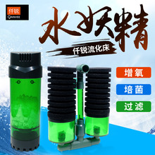 仟锐水妖精过滤器三合一小型吸鱼便分离器氧气泵反气举鱼缸过滤器