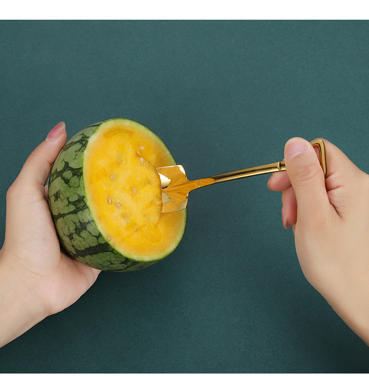 创意304不锈钢小铲子铁锹咖啡调羹 西瓜勺镀金甜品勺蛋糕勺批发