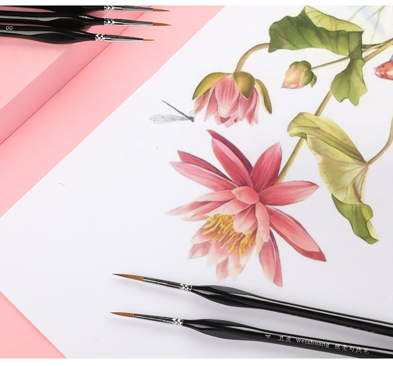 卫庄三角狼毫黑杆勾线笔水彩水粉油画手绘勾线笔描边尖头勾线笔