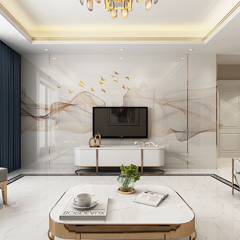 简约现代微晶石电视背景墙瓷砖新中式客厅大气石材轻奢石材背景墙