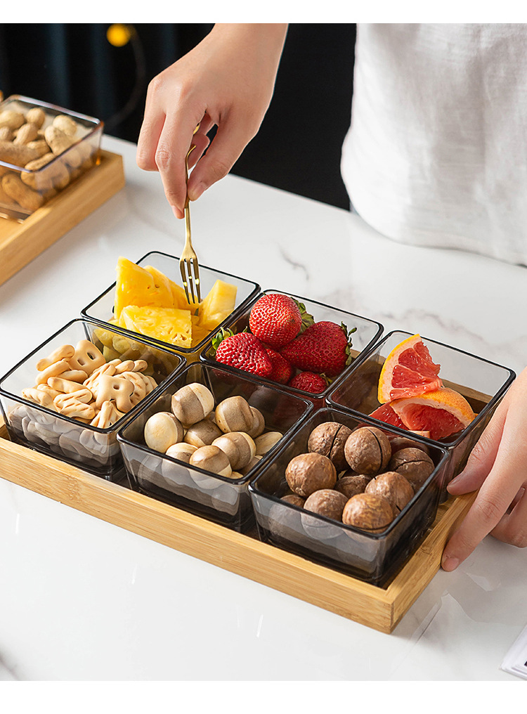 北欧家用玻璃分格干果盘客厅水果拼盘创意零食瓜子糖果小吃坚果盘