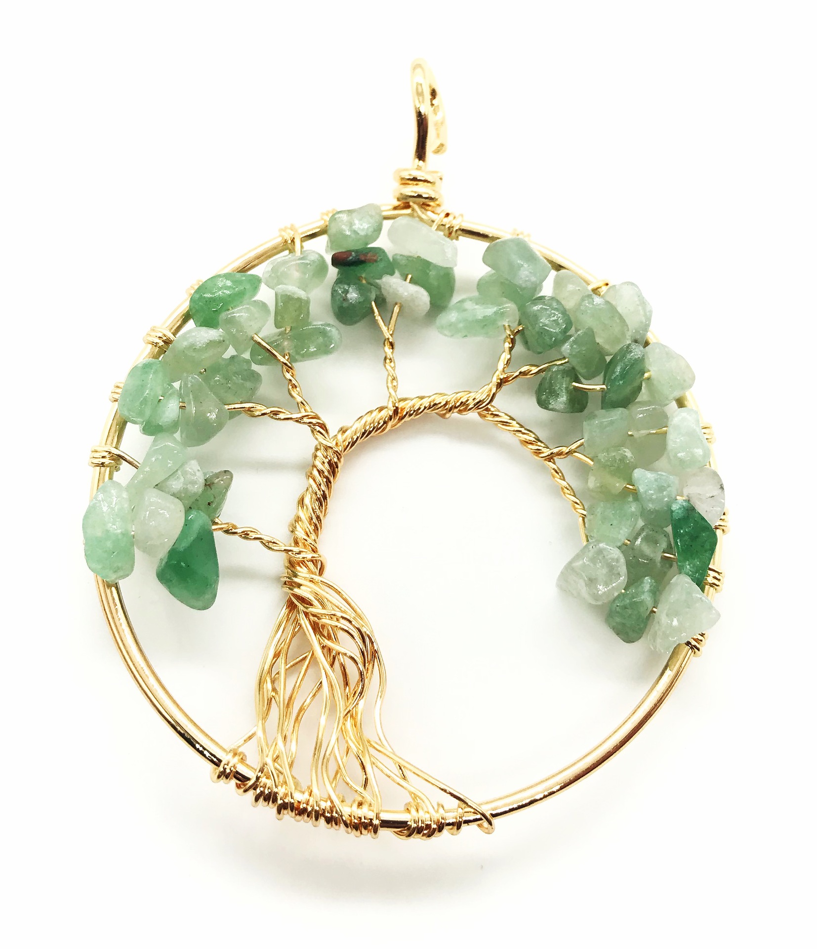 货源厂家直销 欧美爆款 古红铜碎石生命树吊坠 纯手工弯树