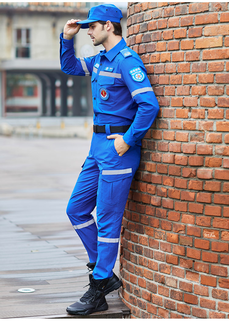 r56秋季户外速干长袖应急救援服套装 抗震救灾道路抢险反光作训服