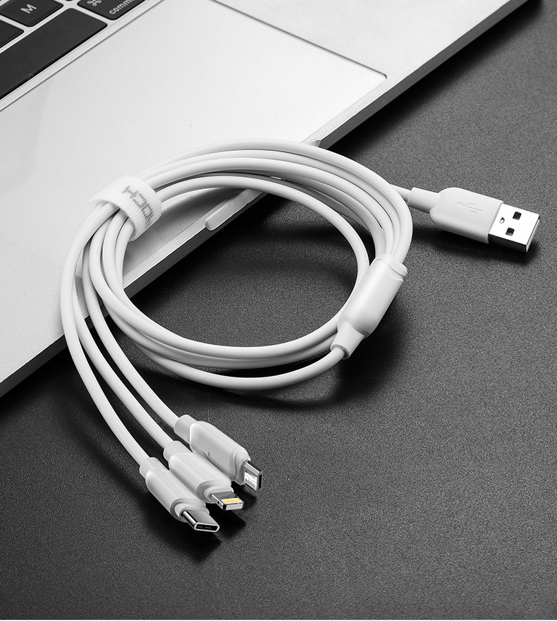 rock g12一拖三3a数据线lightning micro type-c1.2米三合一快充