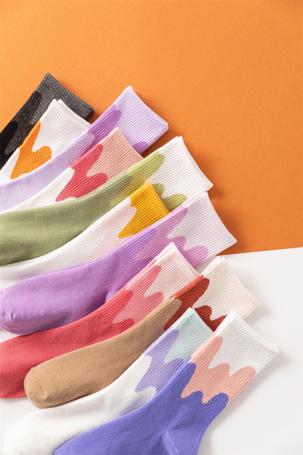 流动牛奶撞色袜子女情侣款中筒高帮袜日系ins网红款街头滑板棉袜