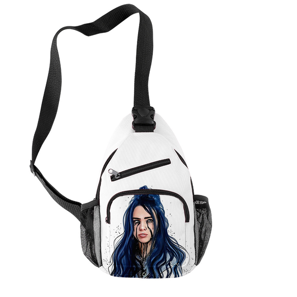 速卖通厂家 billie eilish 男女款中性斜挎包酷炫简洁单肩背包